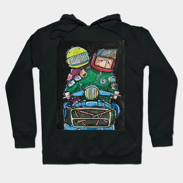 Retro Scooter, Classic Scooter, Scooterist, Scootering, Scooter Rider, Mod Art Hoodie by Scooter Portraits